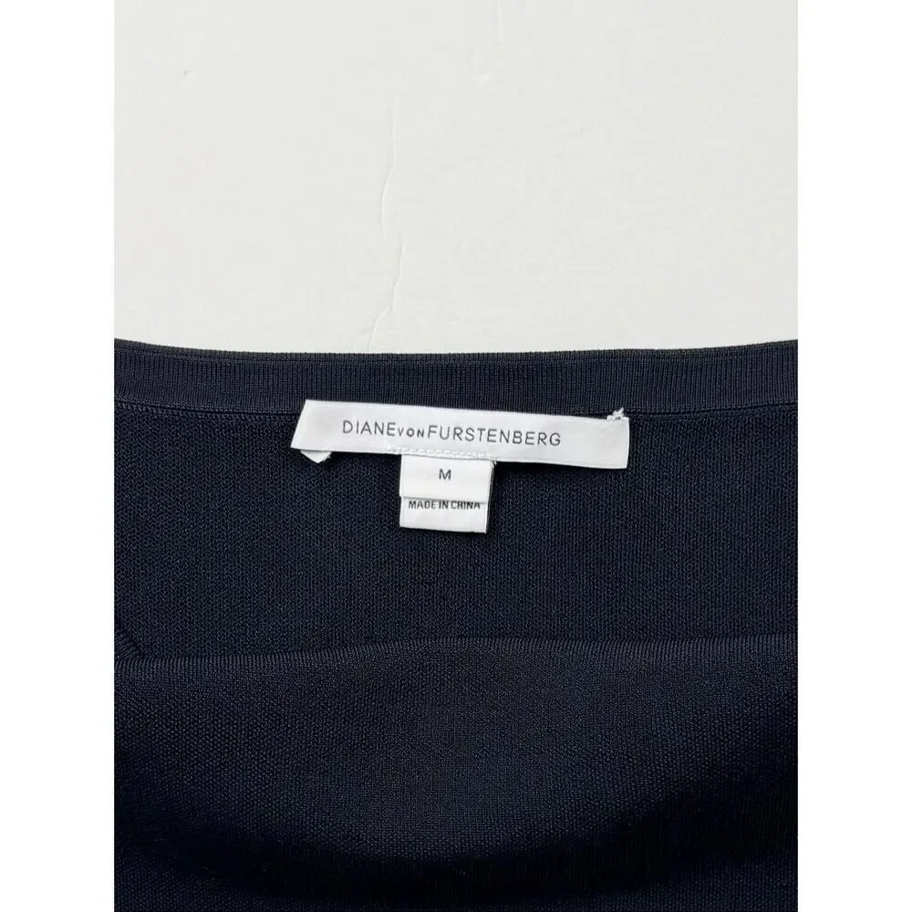 Diane Von Furstenberg Black Flote A-Line Flare Skater Mini Skirt Size Medium EUC